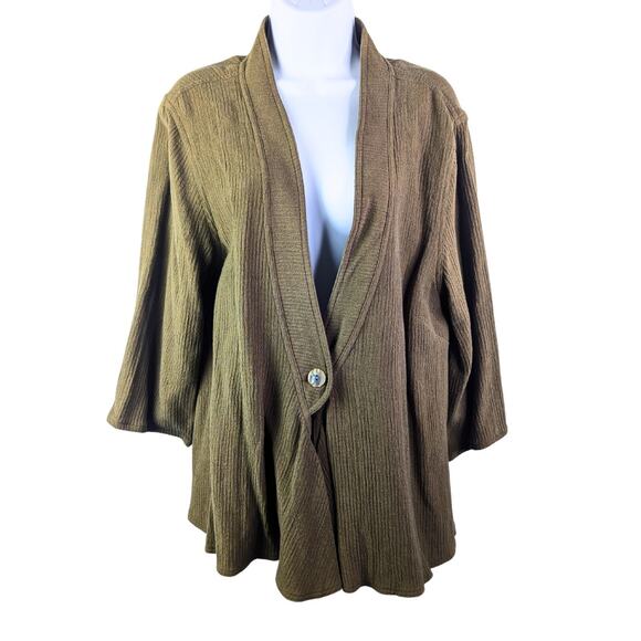 J Jill Set Womens 2X Jacket Skirt Outfit Brown Hemp Silk Lagenlook Boho Earthy - Picture 2 of 12